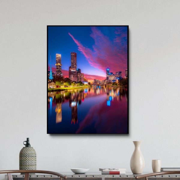 Canvas Print of A Gaze Down the Yarra River, Melbourne, Victoria in the Dining Room