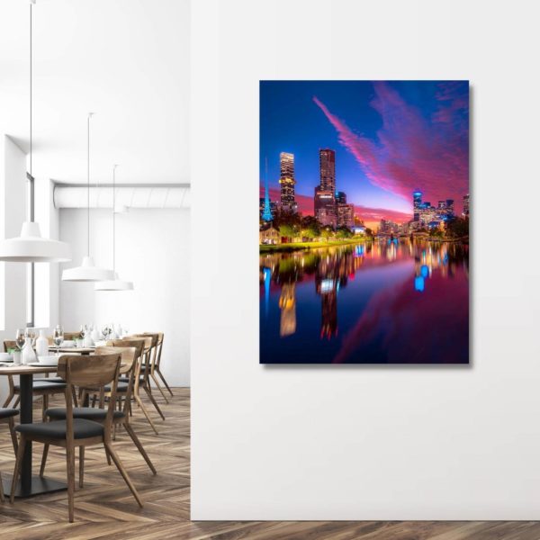 Canvas Print of A Gaze Down the Yarra River, Melbourne, Victoria in the Dining Room