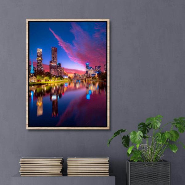 Canvas Print of A Gaze Down the Yarra River, Melbourne, Victoria in a Room