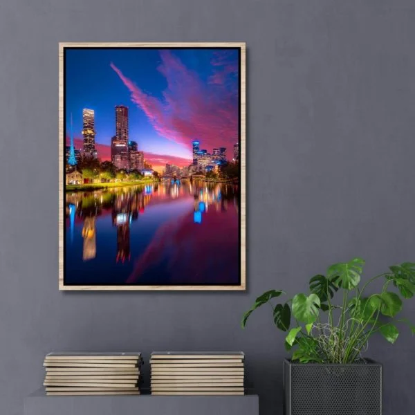 Canvas Print of A Gaze Down the Yarra River, Melbourne, Victoria in a Room