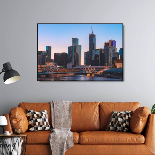 Canvas Print of A Melbourne City Sunrise, Victoria in Living Room