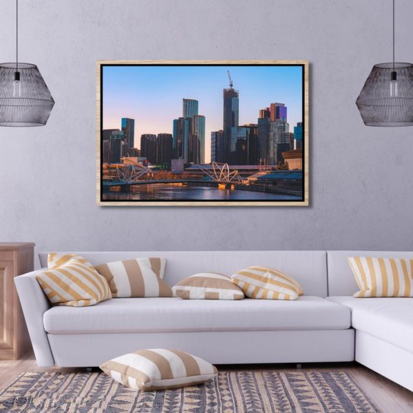 Canvas Print of A Melbourne City Sunrise, Victoria in Living Room