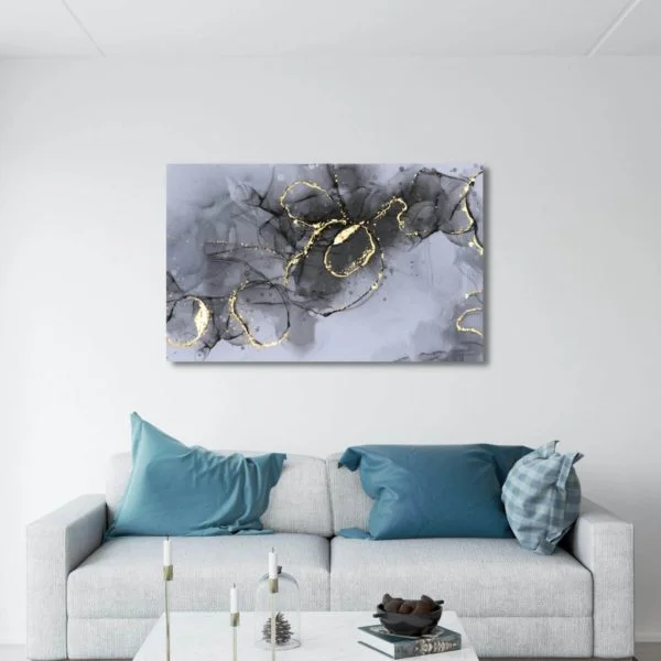 Canvas Print of Alcohol Ink Painting in Living Room