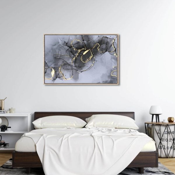 Canvas Print of Alcohol Ink Painting in Bedroom