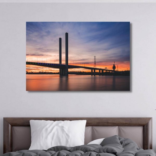 Canvas Print of Bolte Bridge Sunset landscape, Melbourne, Victoria in Bedroom