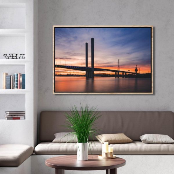Canvas Print of Bolte Bridge Sunset landscape, Melbourne, Victoria in Living Room