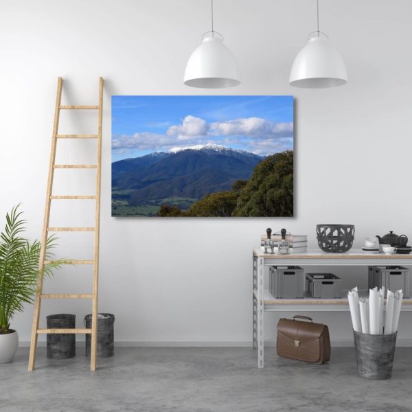 Canvas Print of Bright Snowy Mountain, Victoria in Office