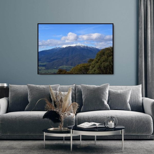 Canvas Print of Bright Snowy Mountain, Victoria in the Living Room