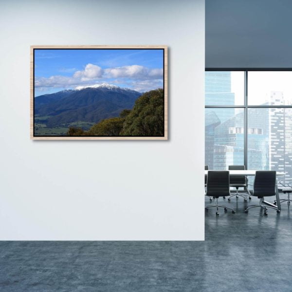 Canvas Print of Bright Snowy Mountain, Victoria in the Office