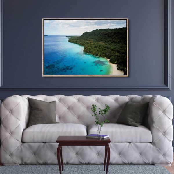 Canvas Print of Champagne Beach in Living Room