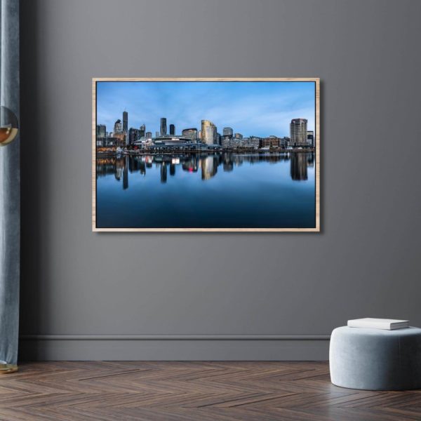 Canvas Print of Docklands Panorama, Melbourne, Victoria on Grey Wall