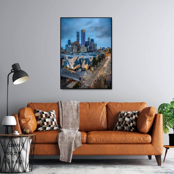 Canvas Print of Federation Square from Above, Melbourne, Victoria in Living Room