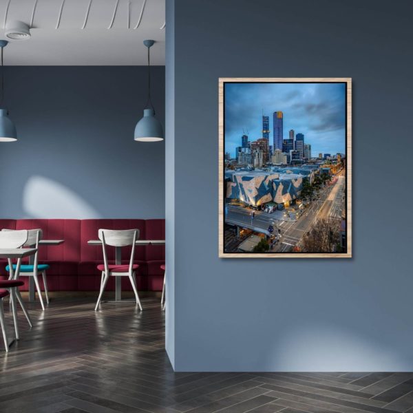Canvas Print of Federation Square from Above, Melbourne, Victoria in Dining Area