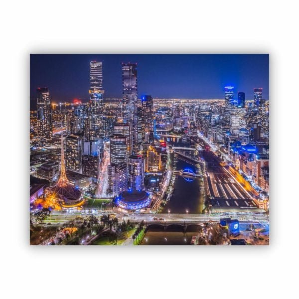 Canvas print of Melbourne City Lights Up