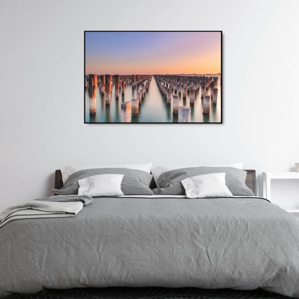 Canvas Print of Princes Pier Sunset, Melbourne, Victoria in the Bedroom
