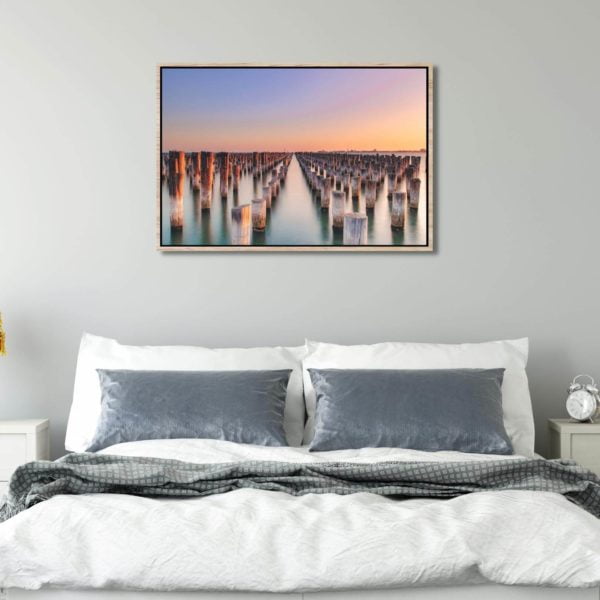 Canvas Print of Princes Pier Sunset, Melbourne, Victoria in Bedroom