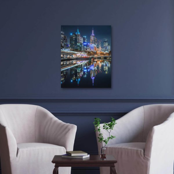 Canvas Print of The Yarra On A Calm Night in Sitting Area