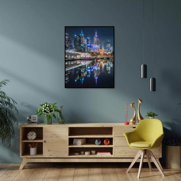 Canvas Print of The Yarra On A Calm Night in Living Area