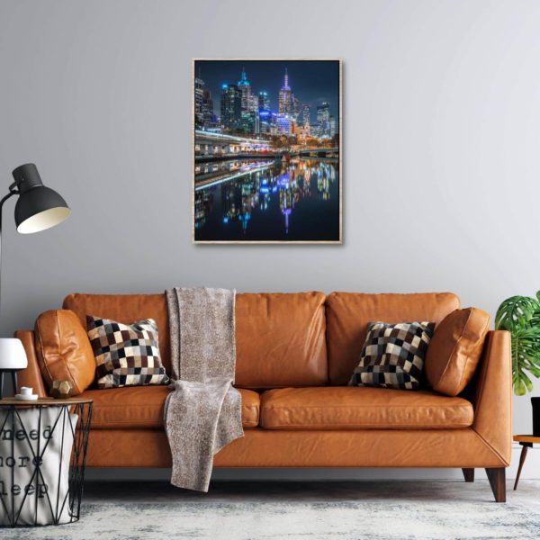 Canvas Print of The Yarra On A Calm Night in Living Room