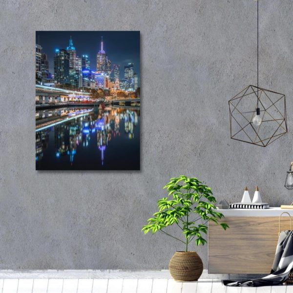 Canvas Print of The Yarra On A Calm Night in Living Area
