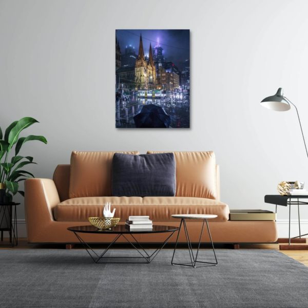Canvas Print of Walking Out From The Station in Living Room