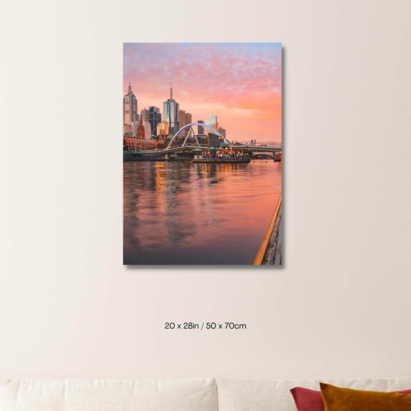 Canvas Print of Yarra River Sunset, Melbourne, Victoria in Living Area