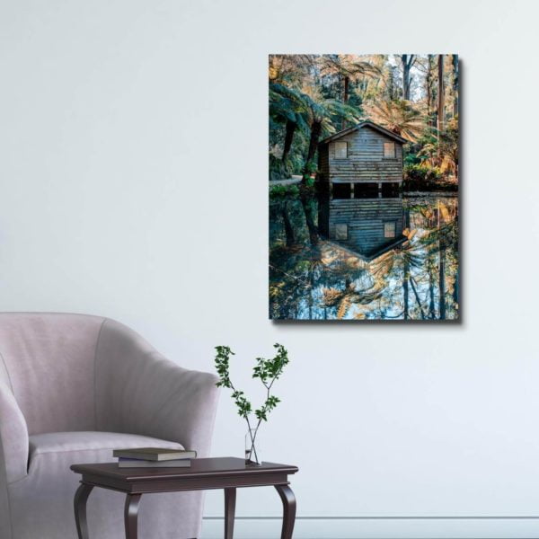 Canvas Print of Alfred Nicholas Gardens Boathouse, Melbourne, Victoria in Sitting Area