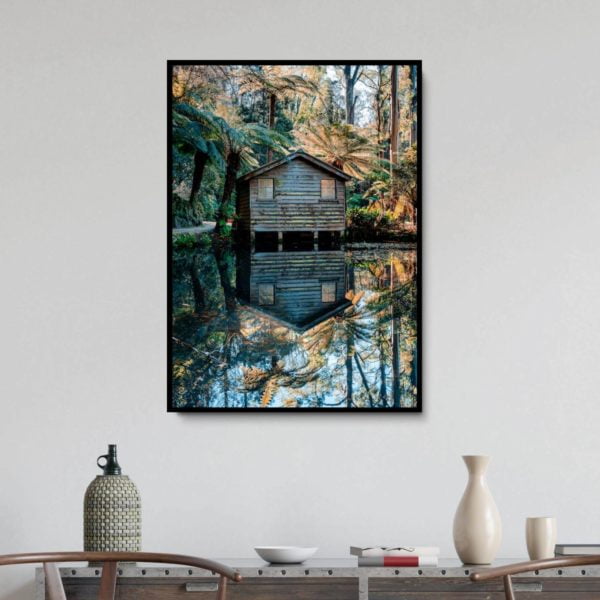 Canvas Print of Alfred Nicholas Gardens Boathouse, Melbourne, Victoria in Dining Room