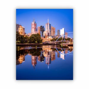 Canvas Print of Melbourne Reflection on Yarra River, Melbourne, Victoria