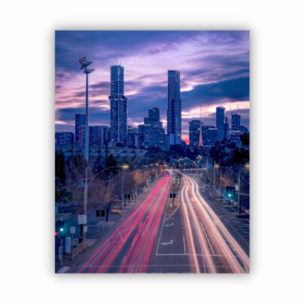 Canvas Print of Olympic Boulevard Light Trails, Melbourne, Victoria