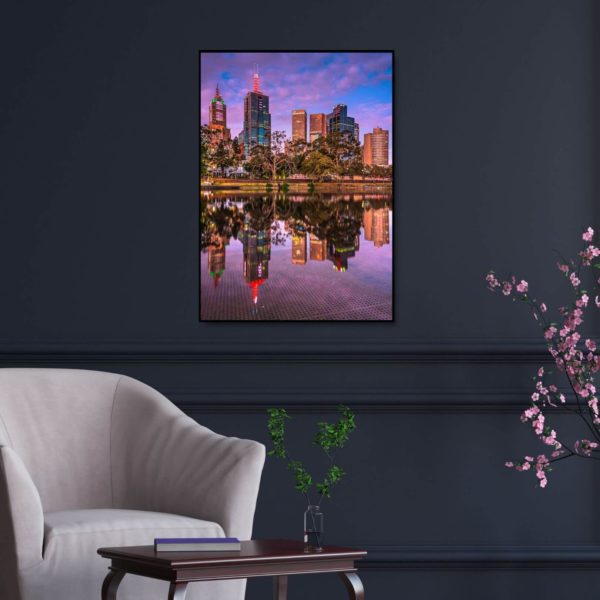 purple sunset over melbourne canvas print