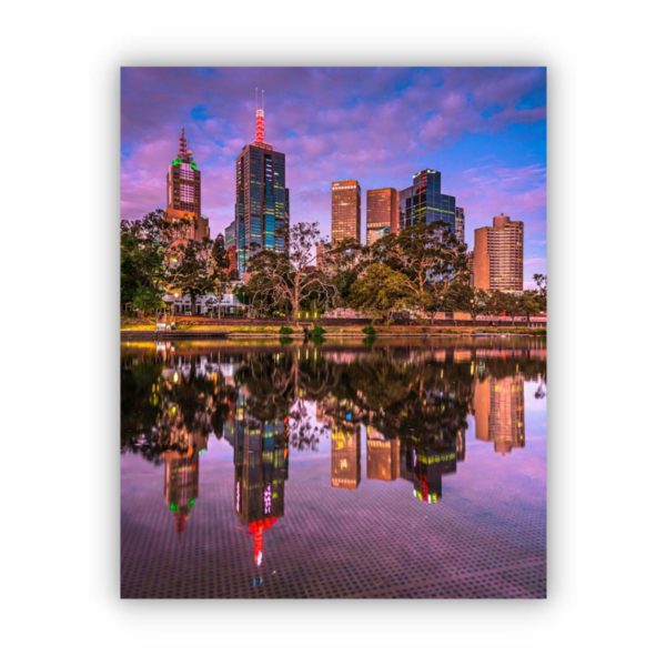 Canvas Print of Purple Sunset Over Melbourne, Victoria