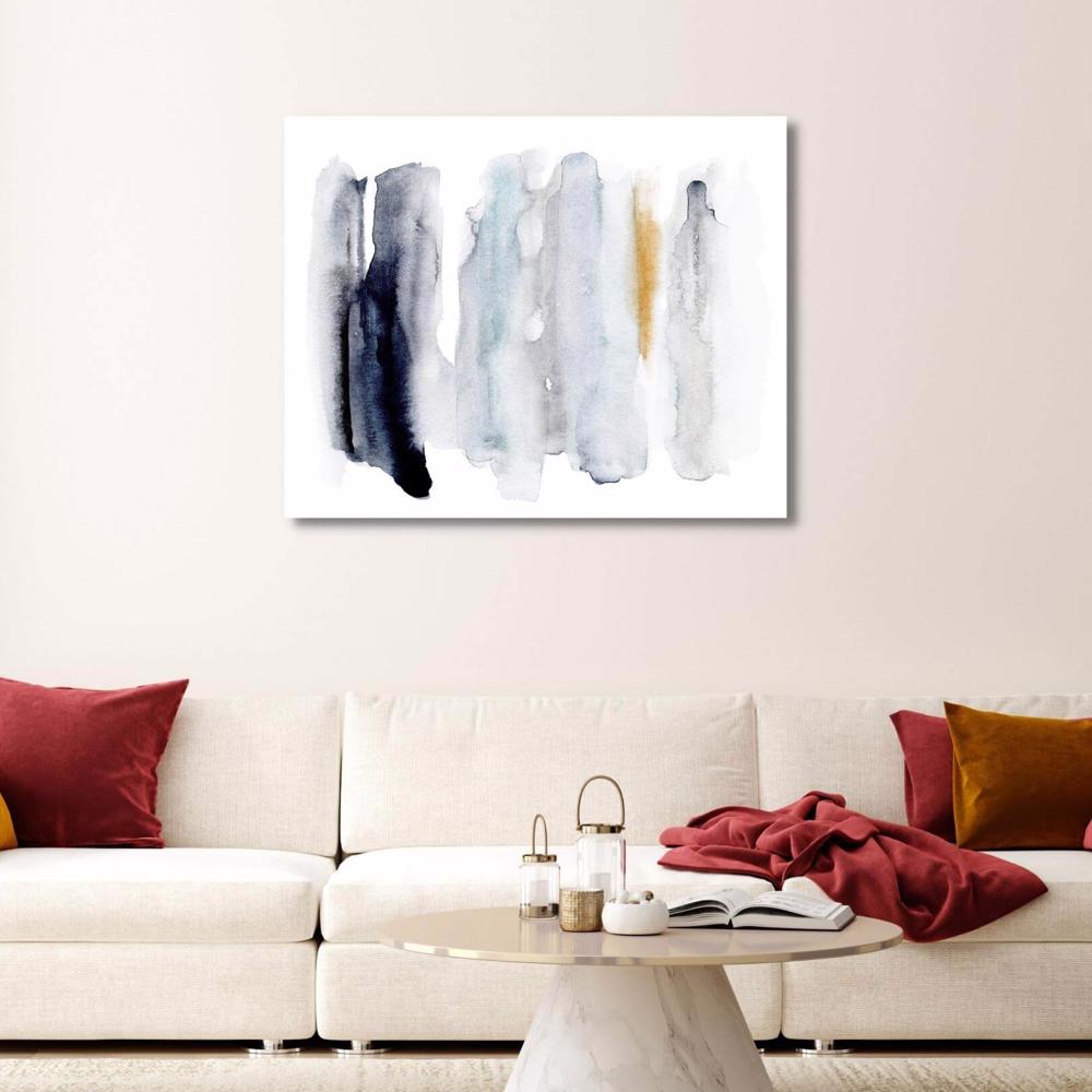 Canvas print of abstract-grey-blue-nuances-aquarel-art in Living Room