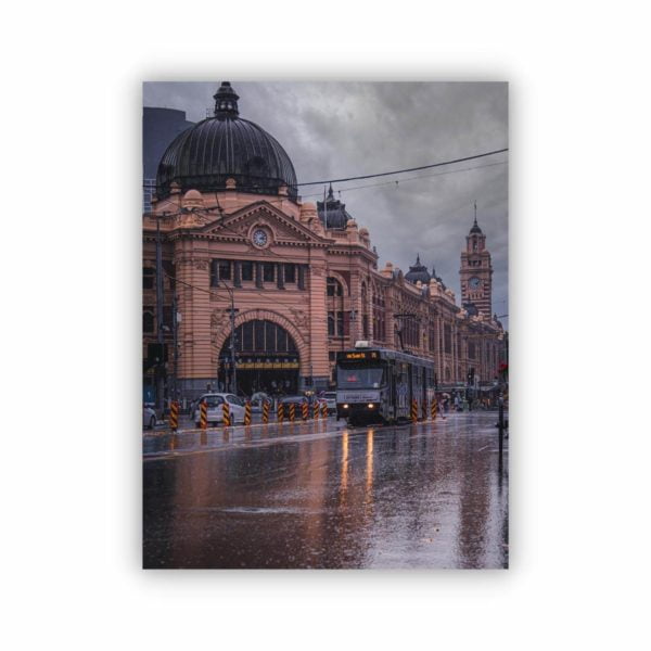 Canvas print of Flinders Street station on a rainy day.