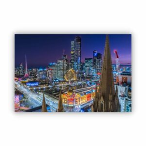 Melbourne city photography of flinders street station and Southbank skyline