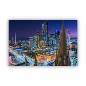 Melbourne city photography of flinders street station and Southbank skyline