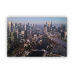 Canvas wall art print of landscape perspective of Melbourne during winter season