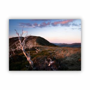 Canvas print of the ridgeback of Victoria's Feathertop Mountain with a stunning sky view.