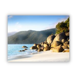 A wall decor of beach, mountain and blue sky view printed on high quality canvas