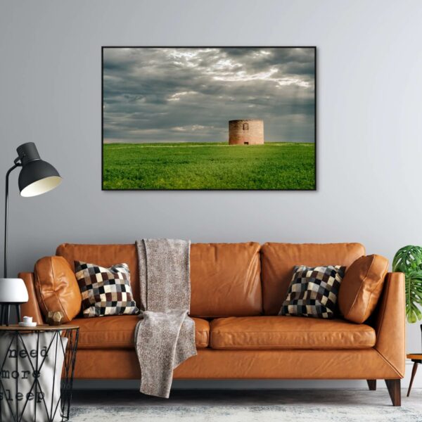 Mount barker in Western Australia photographed a brick storage in the centre of green grass and cloudy sky.