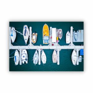 top view canvas print of yachts floating along the St Kilda Docks.