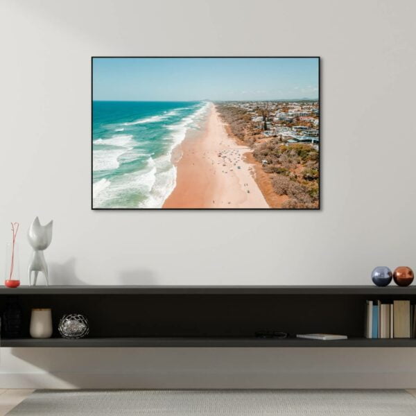 canvas print of Sunshine Beach in Noosa with magnificent waves and beautiful horizon.