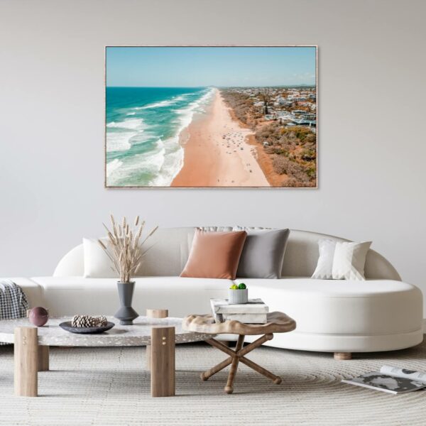 canvas print of Sunshine Beach in Noosa with magnificent waves and beautiful horizon.