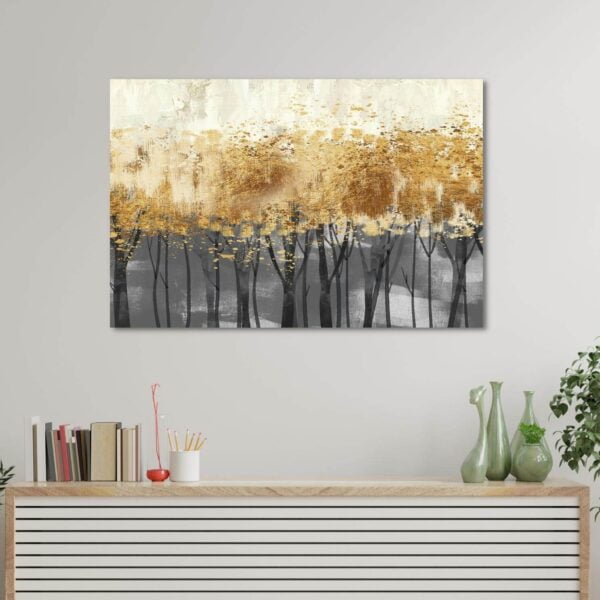 Canvas artwork of panoramic golden forest trees