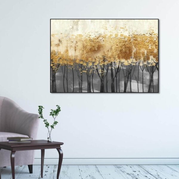 Canvas artwork of panoramic golden forest trees