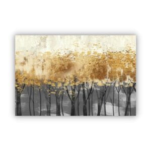 Canvas artwork of panoramic golden forest trees