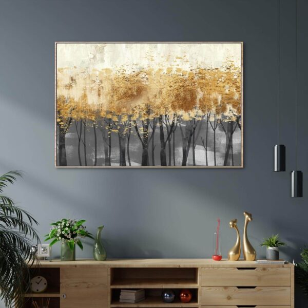 Canvas artwork of panoramic golden forest trees