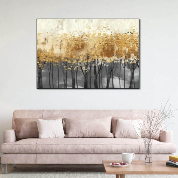 Canvas artwork of panoramic golden forest trees