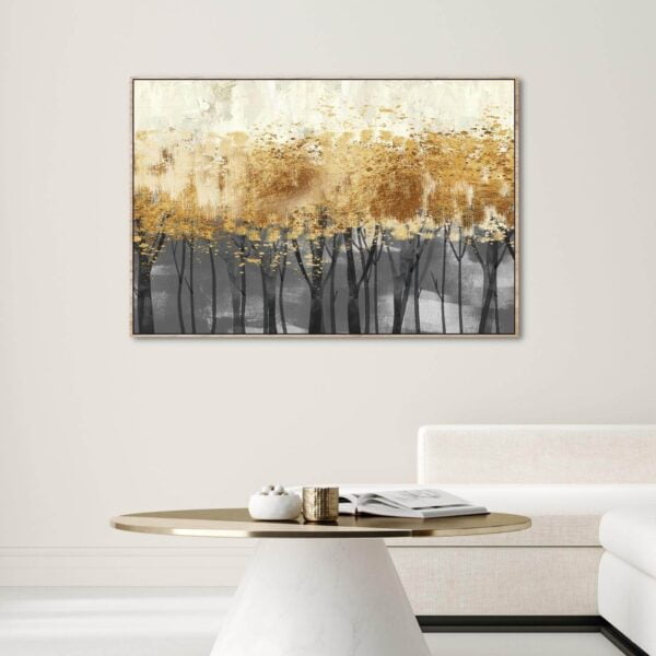 Canvas artwork of panoramic golden forest trees