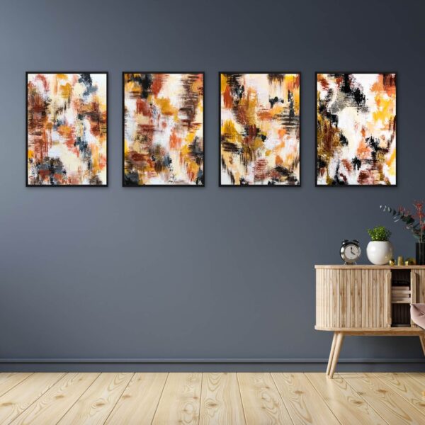 stunning set of 4 abstract paintings perfect for your home and office.